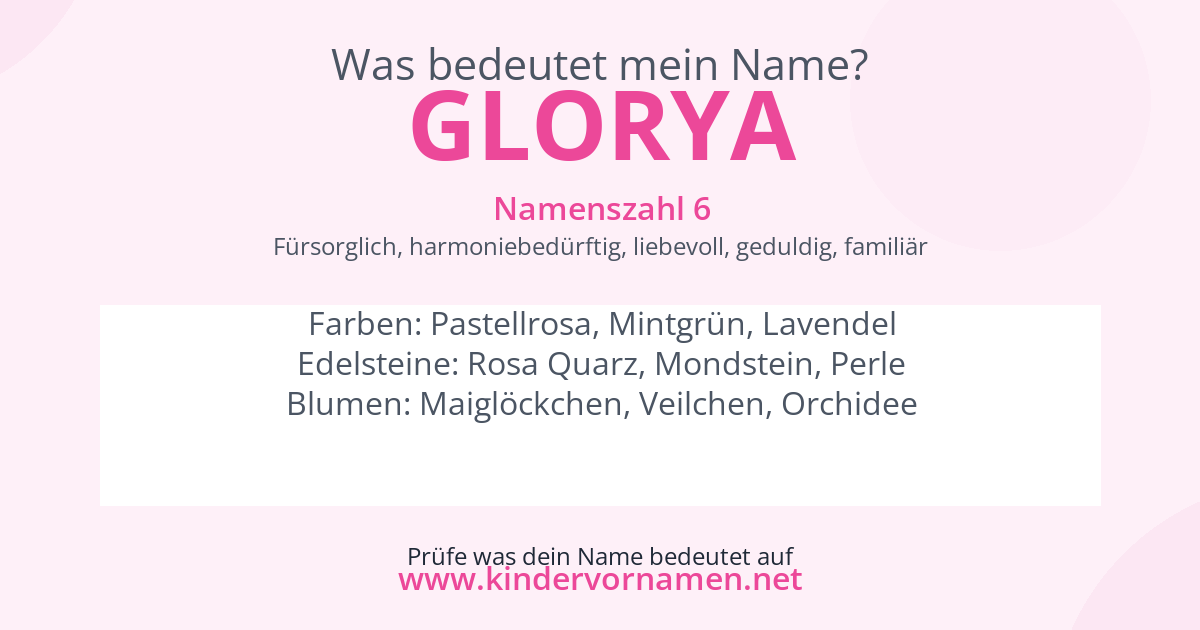 Was bedeutet der Name Glorya?