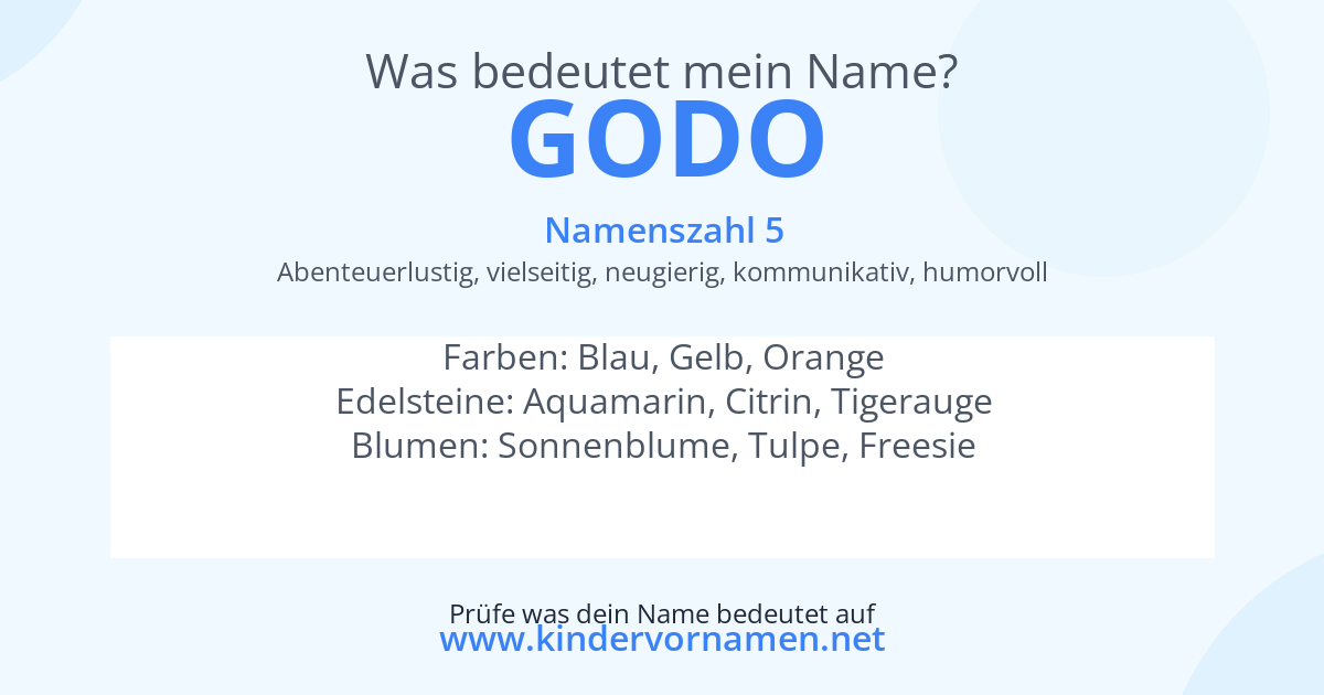 Was bedeutet der Name Godo?