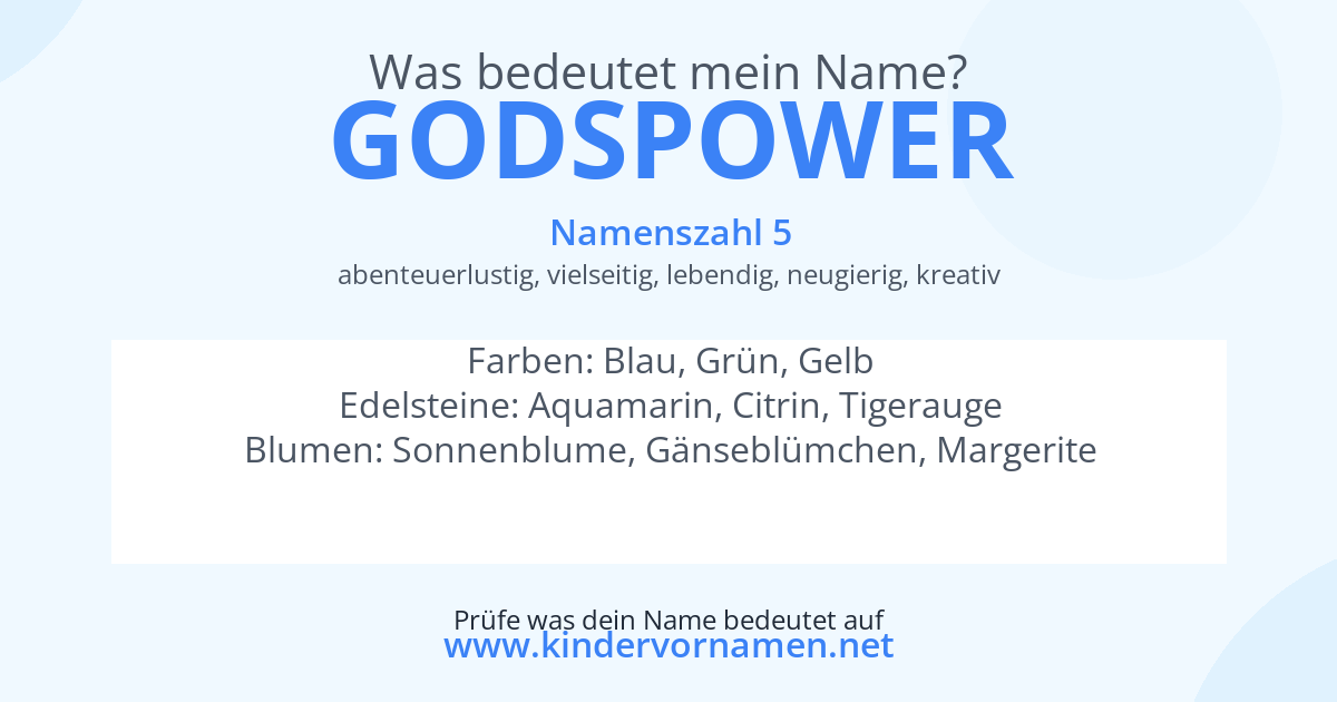 Was bedeutet der Name Godspower?