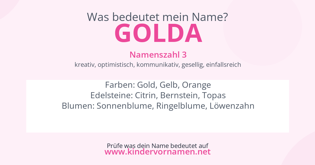 Was bedeutet der Name Golda?