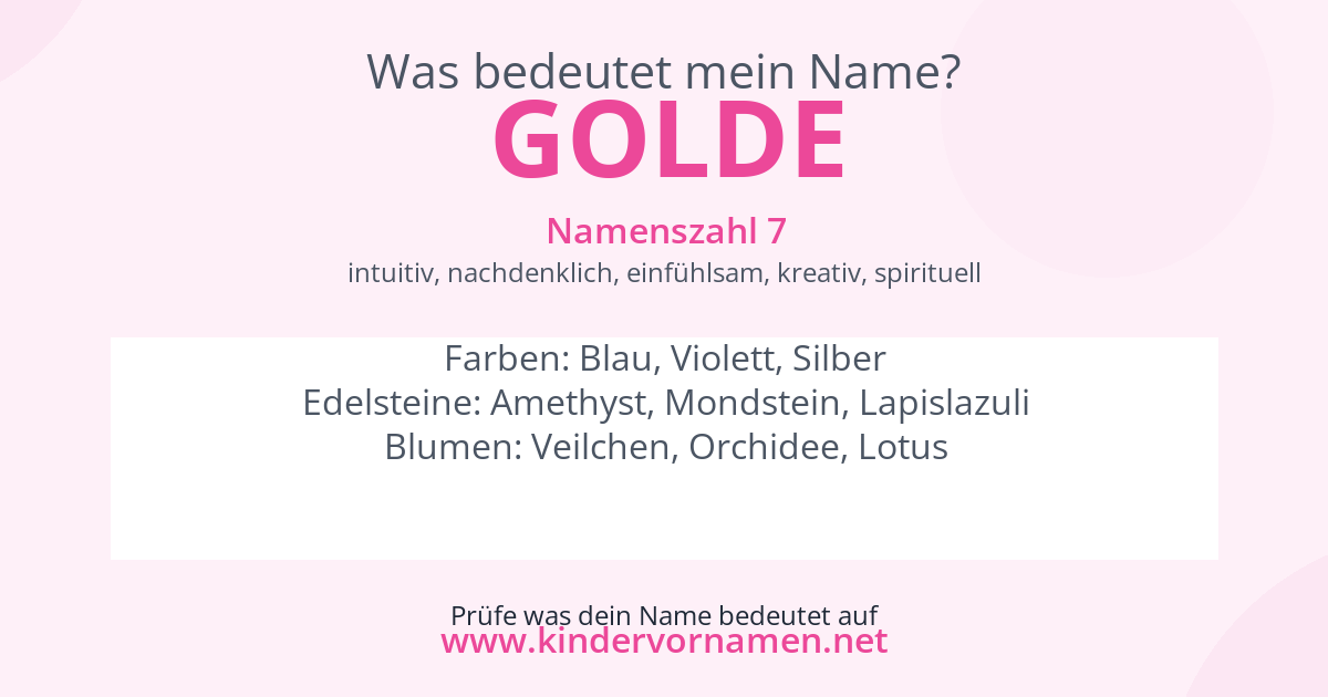 Was bedeutet der Name Golde?