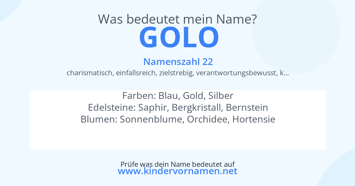 Was bedeutet der Name Golo?