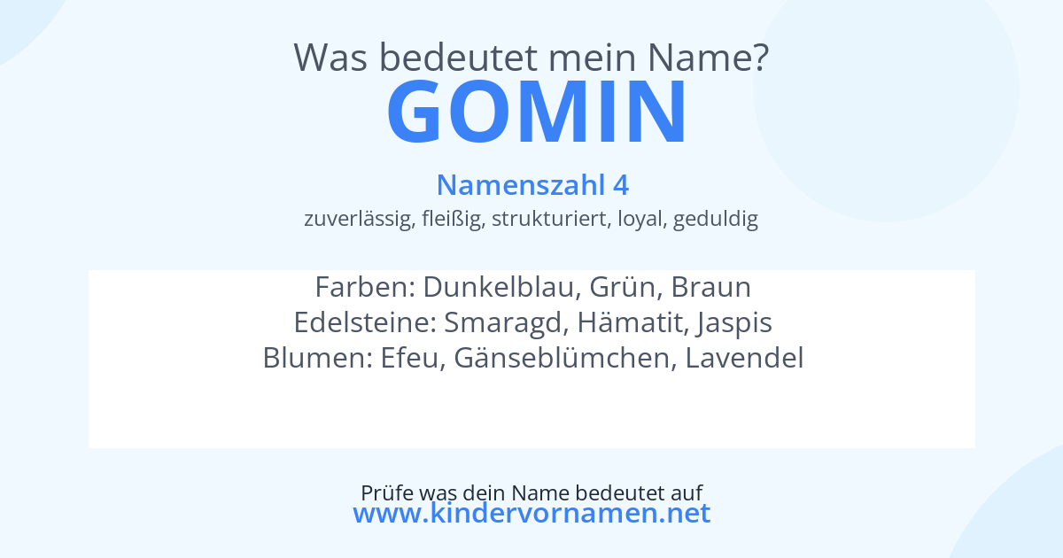 Was bedeutet der Name Gomin?