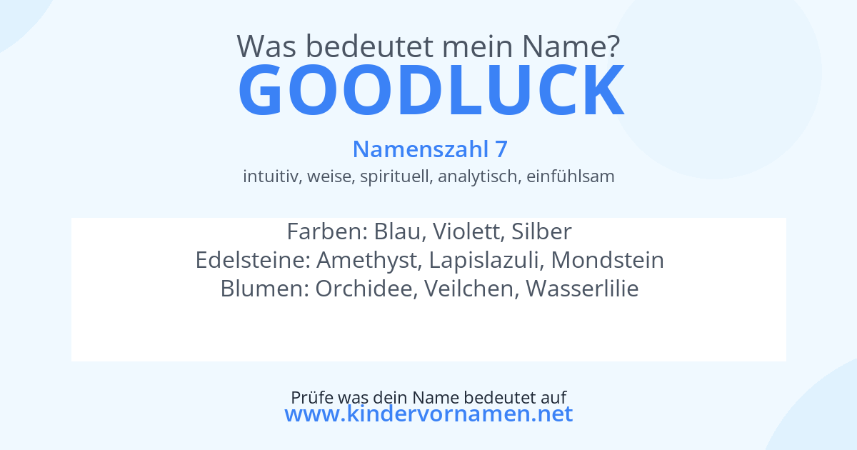 Was bedeutet der Name Goodluck?