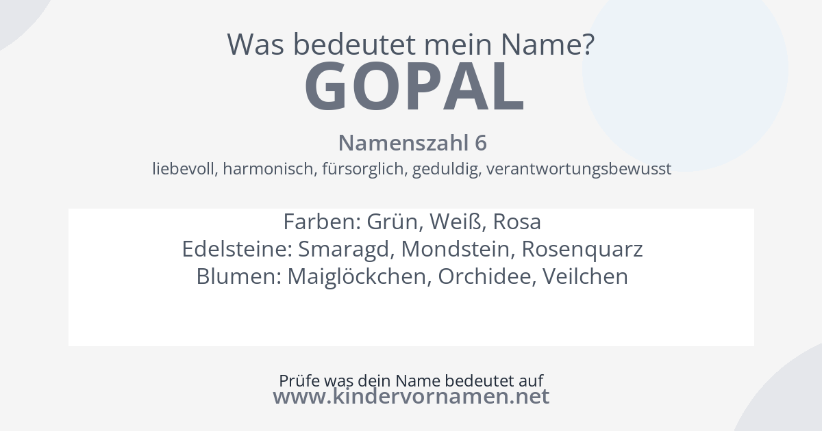 Was bedeutet der Name Gopal?