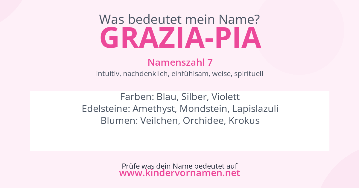 Was bedeutet der Name Grazia-Pia?