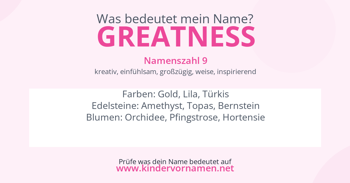 Was bedeutet der Name Greatness?