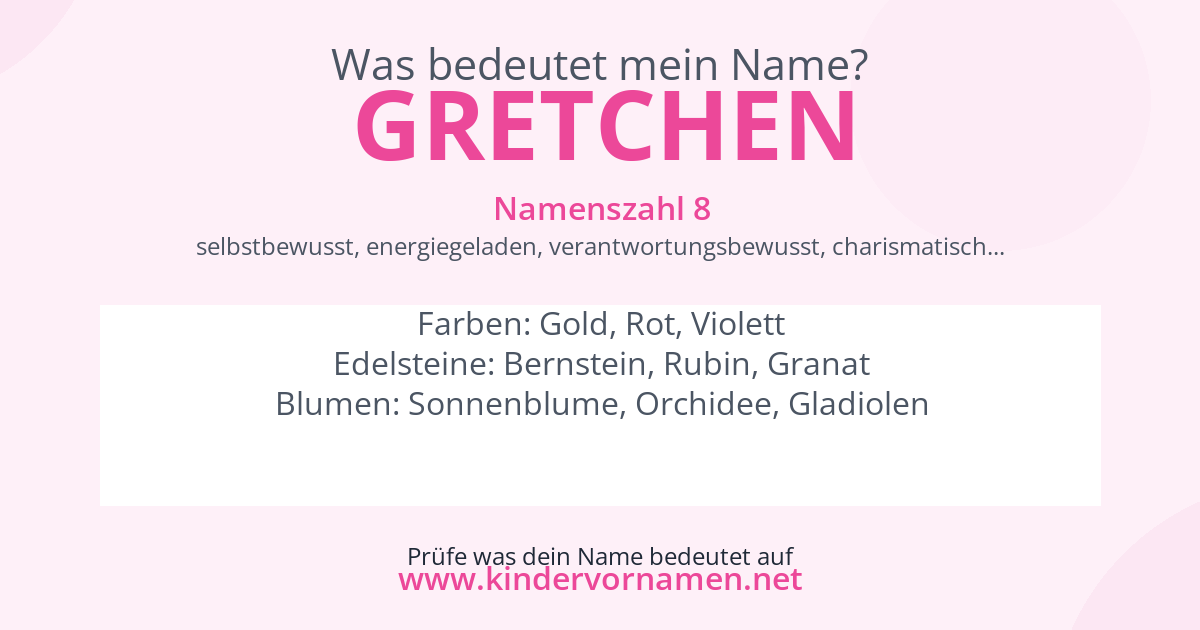 Was bedeutet der Name Gretchen?