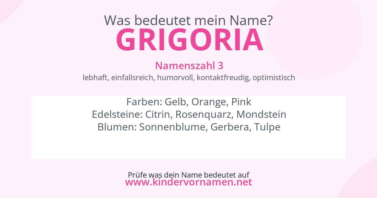 Was bedeutet der Name Grigoria?
