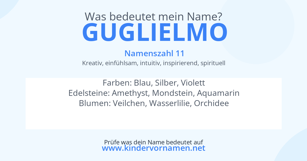 Was bedeutet der Name Guglielmo?