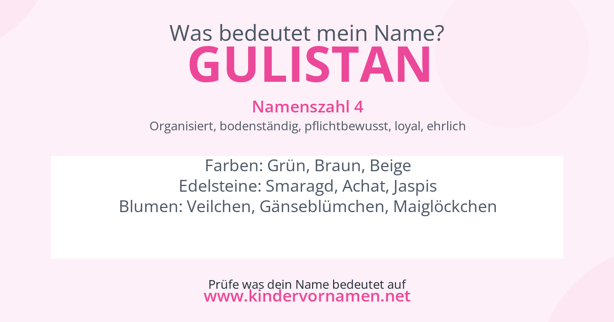 Was bedeutet der Name Gulistan?
