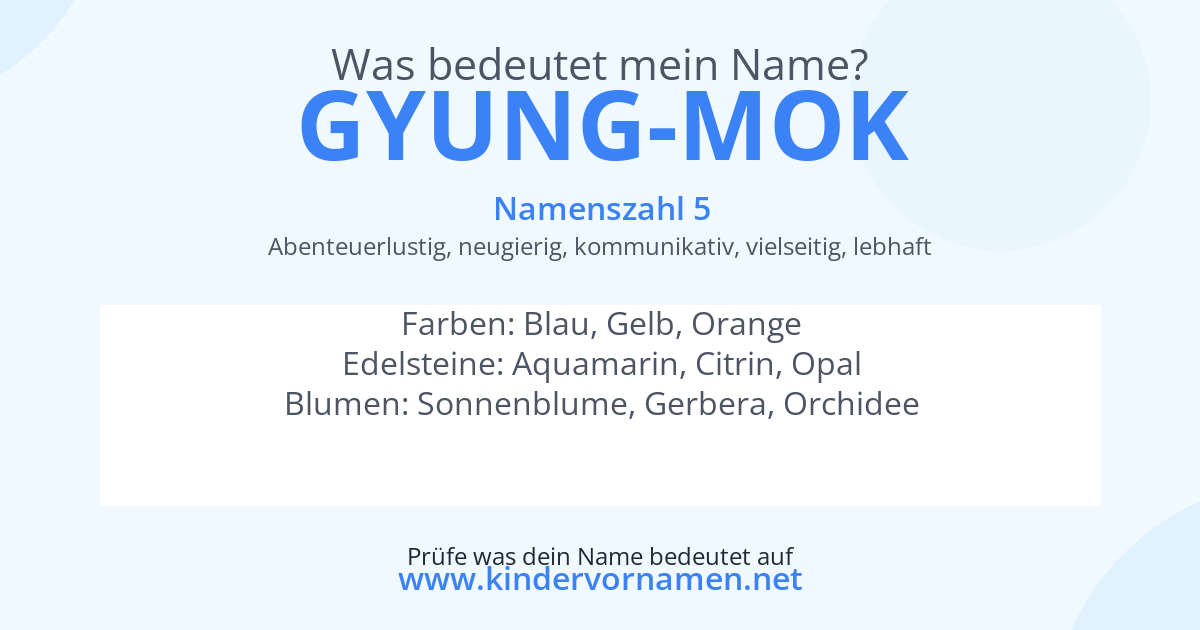 Was bedeutet der Name Gyung-Mok?