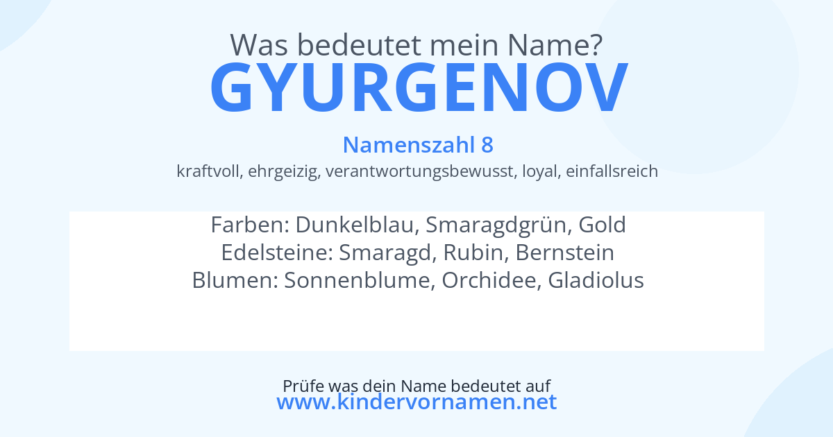 Was bedeutet der Name Gyurgenov?