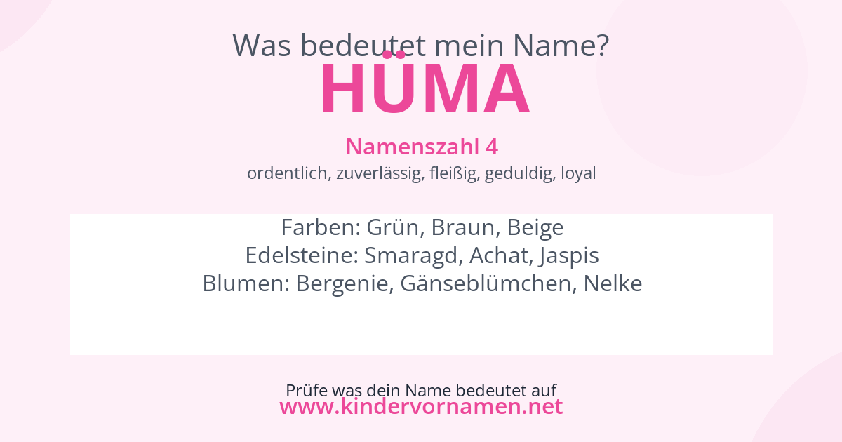 Was bedeutet der Name Hüma?