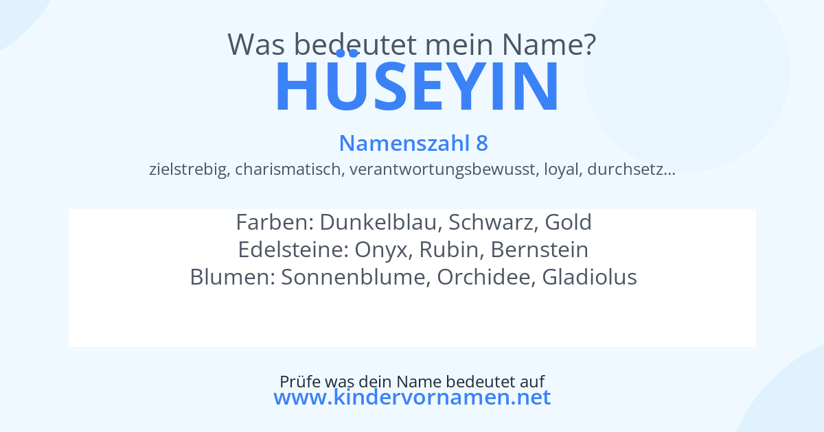 Was bedeutet der Name Hüseyin?