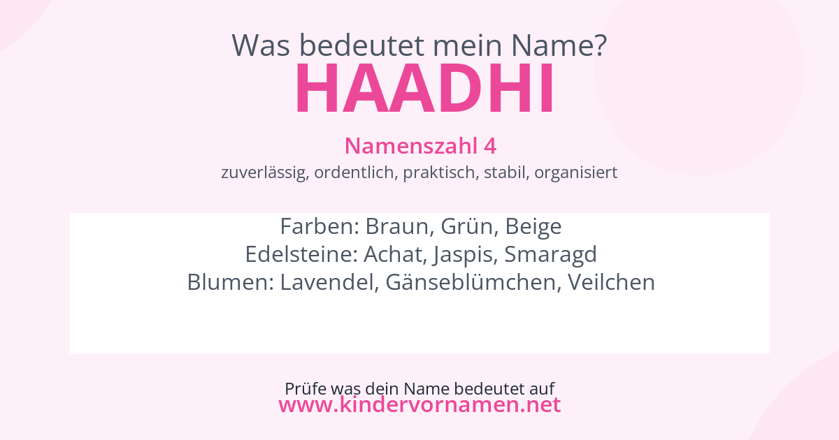 Was bedeutet der Name Haadhi?