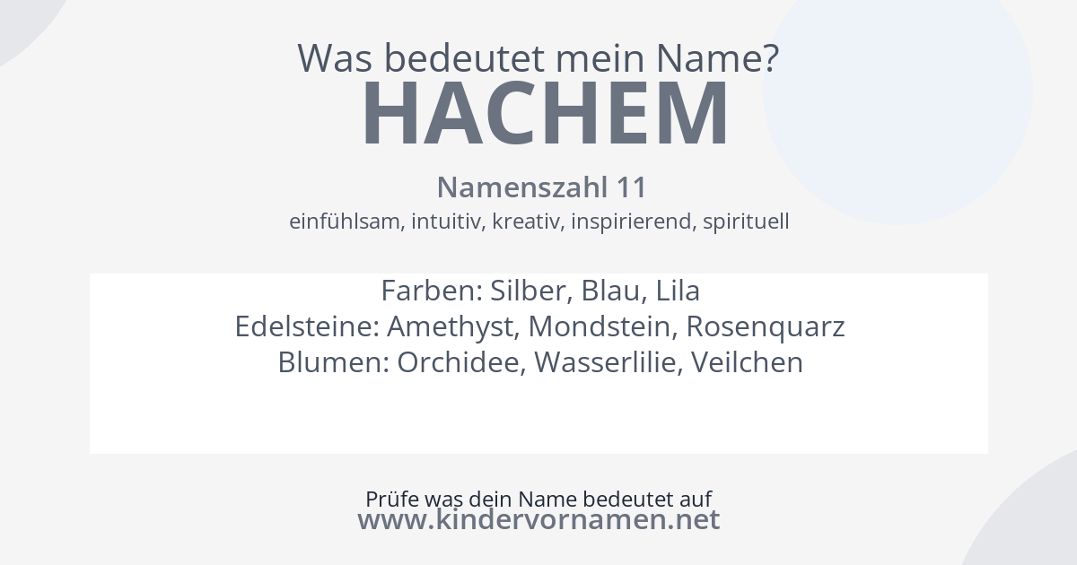 Was bedeutet der Name Hachem?