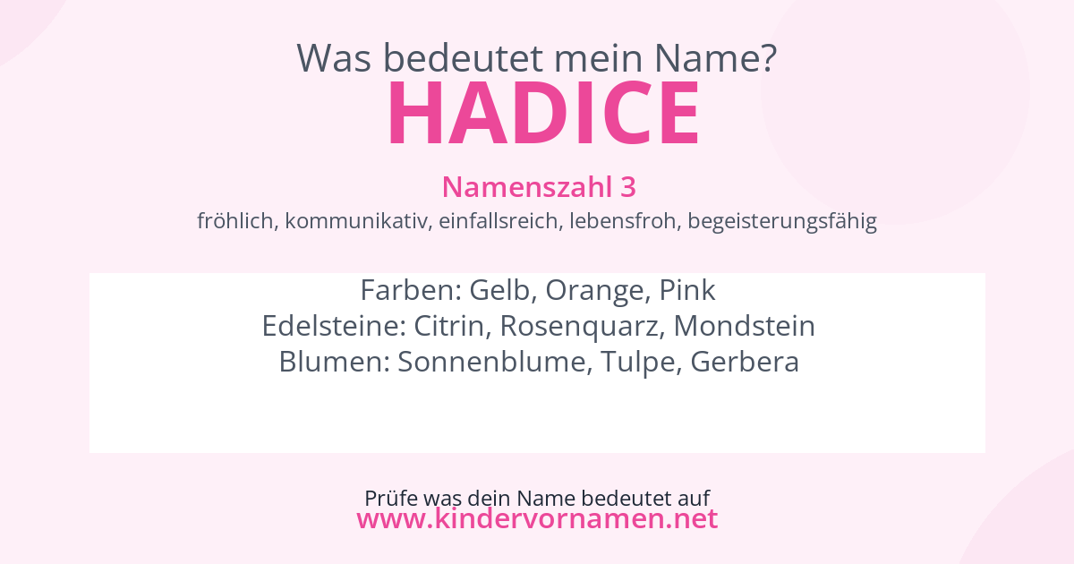 Was bedeutet der Name Hadice?