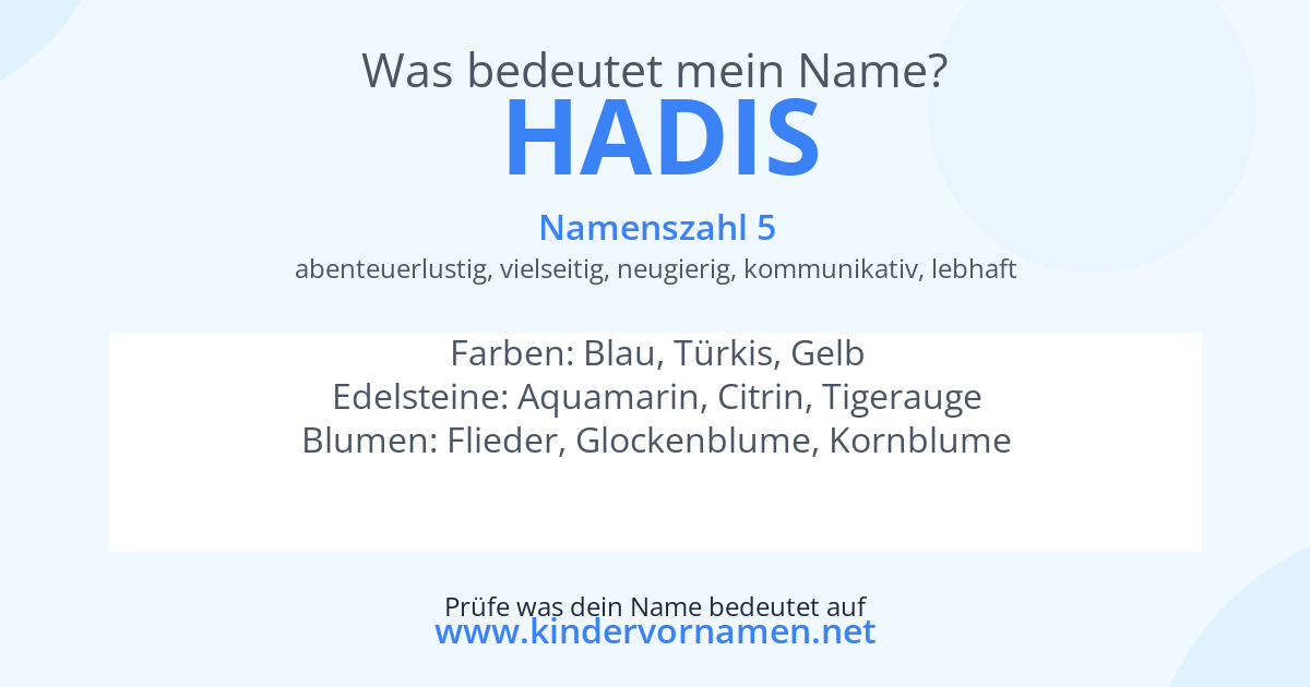 Was bedeutet der Name Hadis?