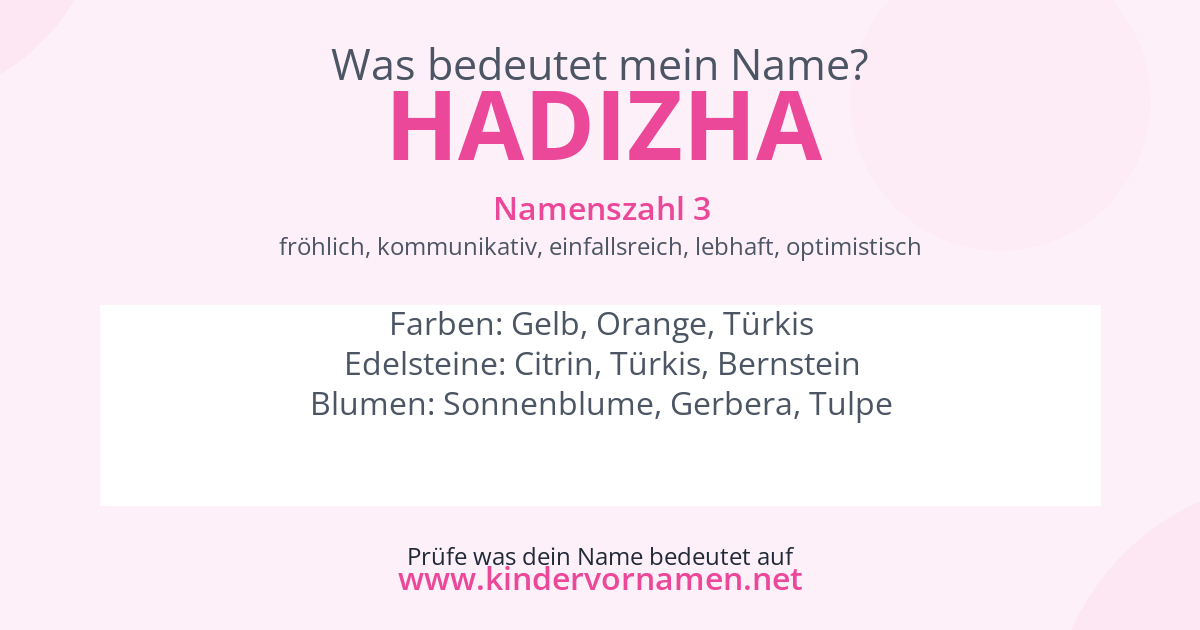 Was bedeutet der Name Hadizha?