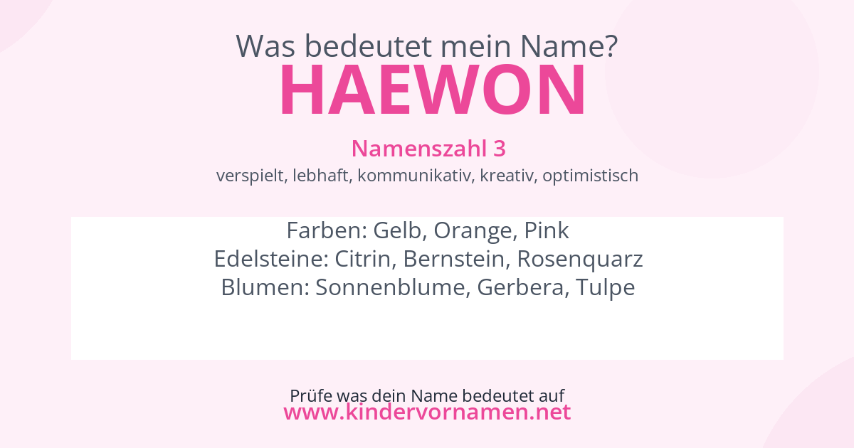 Was bedeutet der Name Haewon?