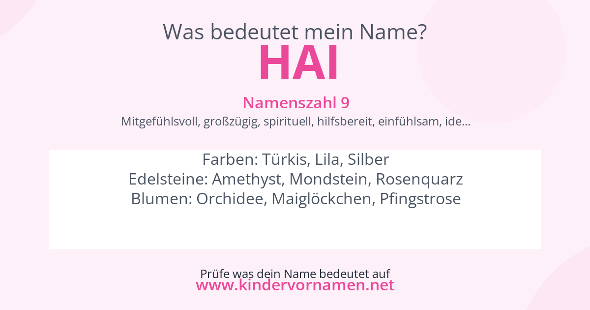 Was bedeutet der Name Hai?