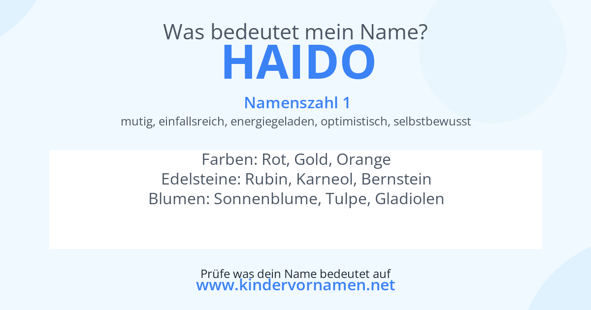 Was bedeutet der Name Haido?
