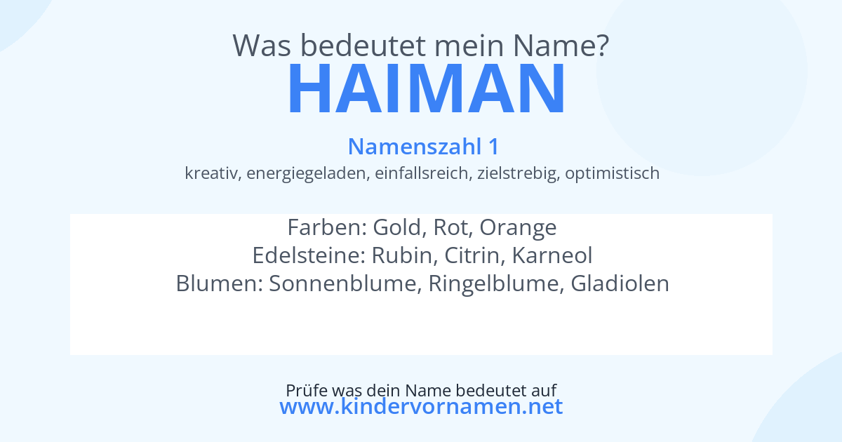 Was bedeutet der Name Haiman?