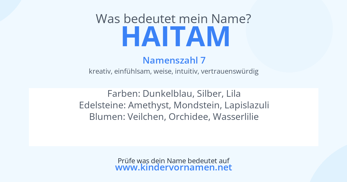 Was bedeutet der Name Haitam?