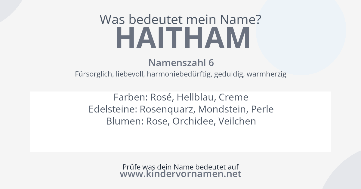 Was bedeutet der Name Haitham?
