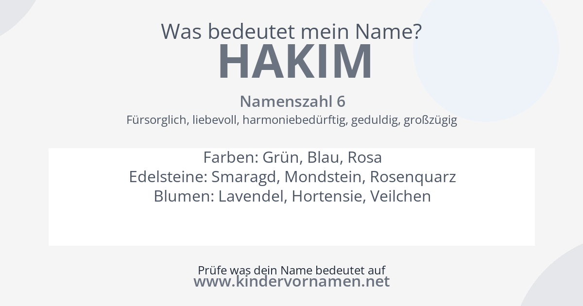 Was bedeutet der Name Hakim?