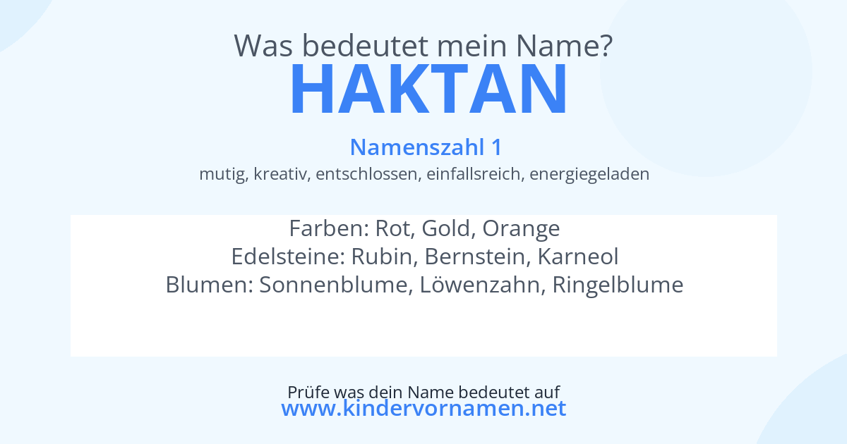 Was bedeutet der Name Haktan?