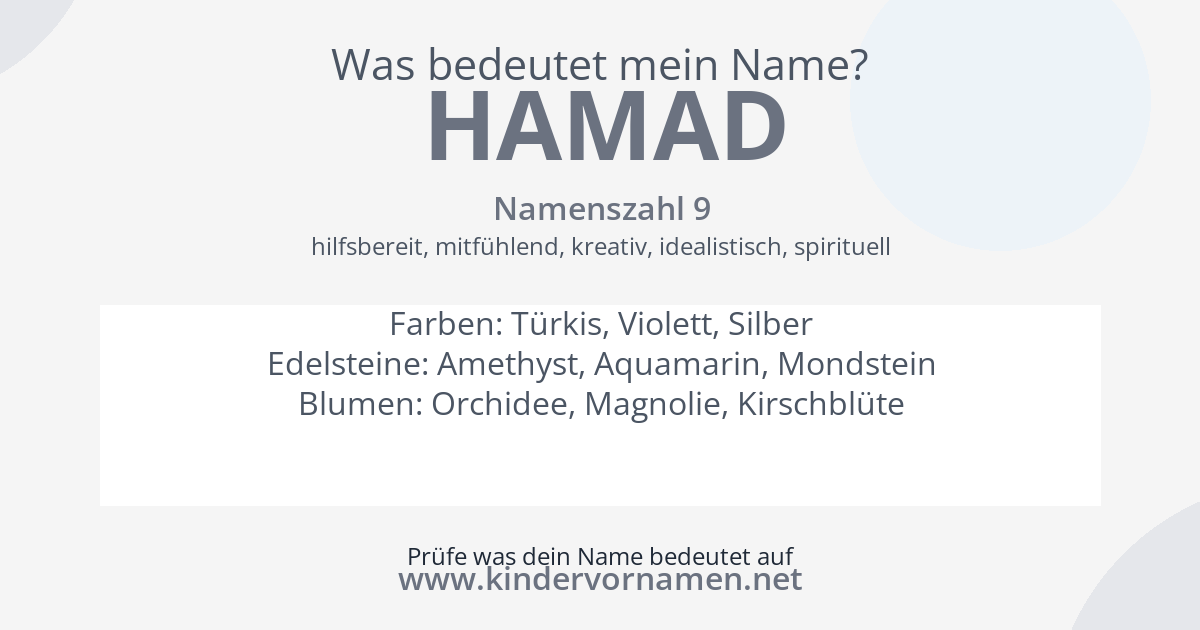 Was bedeutet der Name Hamad?