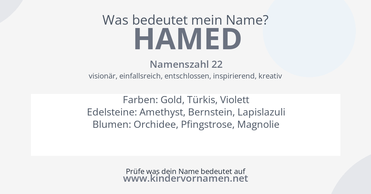 Was bedeutet der Name Hamed?