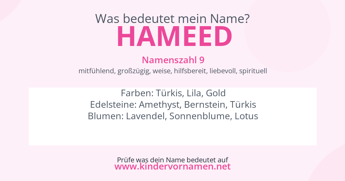 Was bedeutet der Name Hameed?