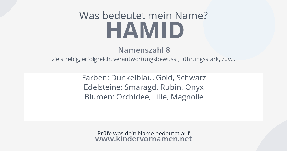Was bedeutet der Name Hamid?