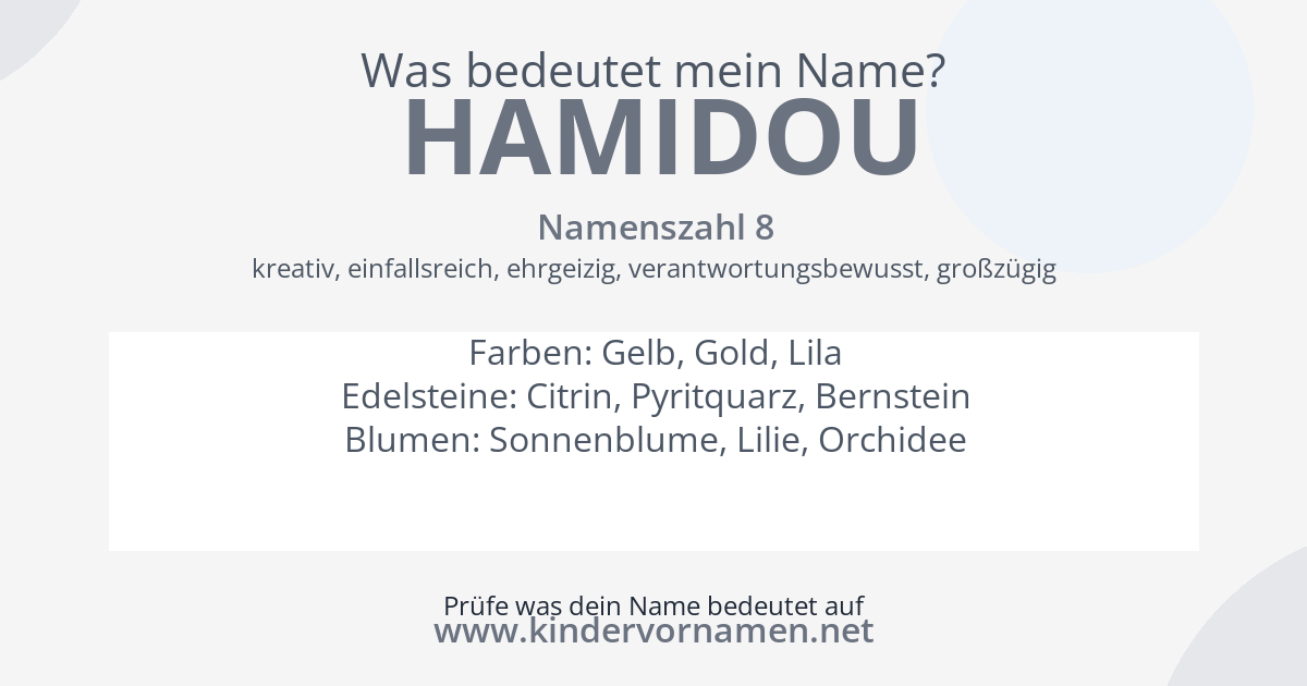 Was bedeutet der Name Hamidou?