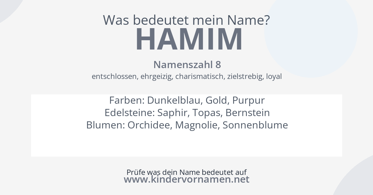 Was bedeutet der Name Hamim?
