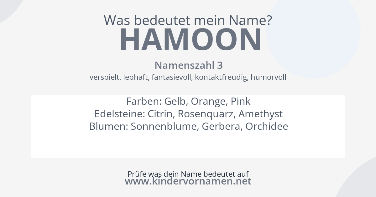 Was bedeutet der Name Hamoon?
