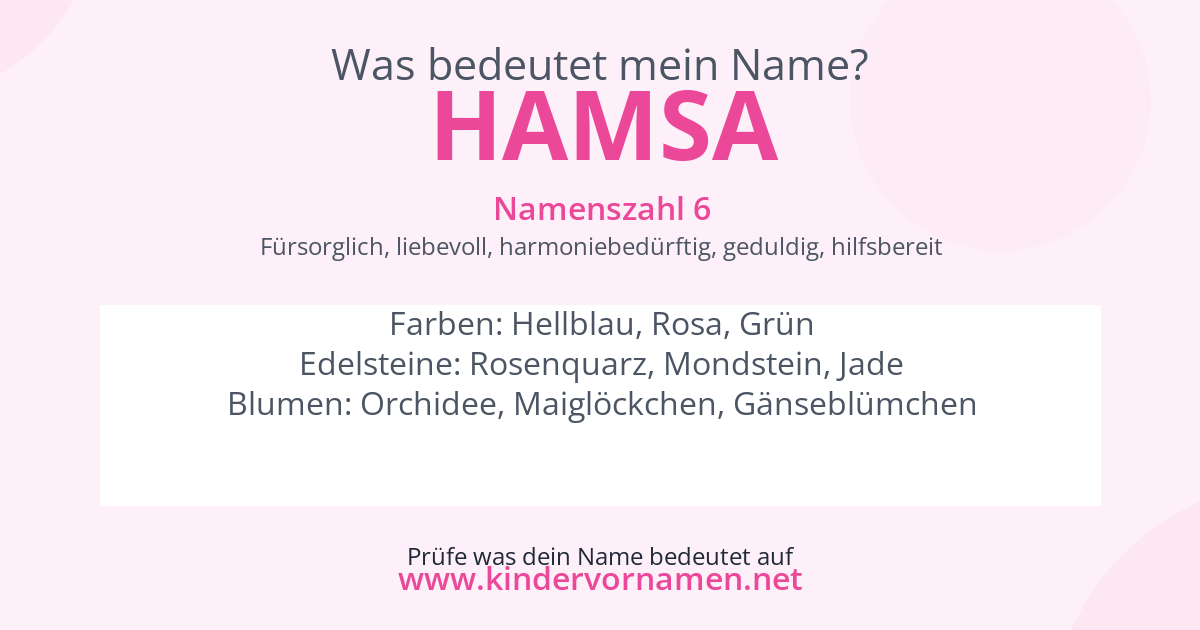Was bedeutet der Name Hamsa?