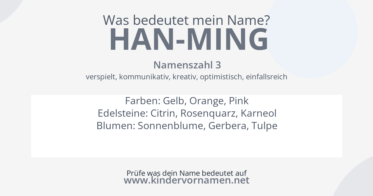 Was bedeutet der Name Han-Ming?