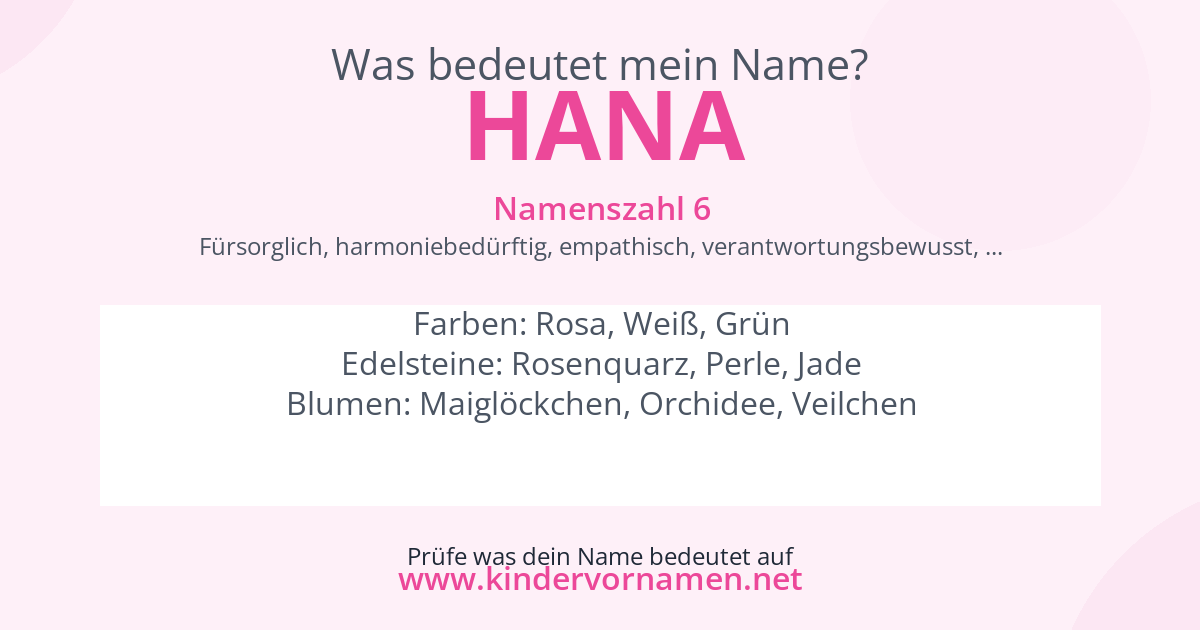 Was bedeutet der Name Hana?