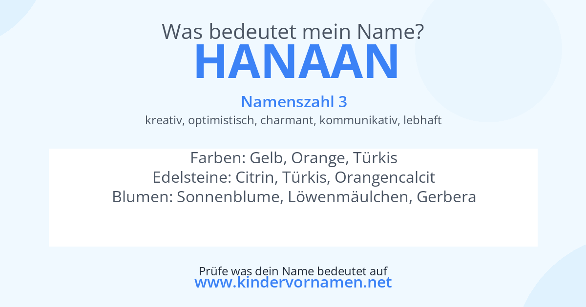 Was bedeutet der Name Hanaan?