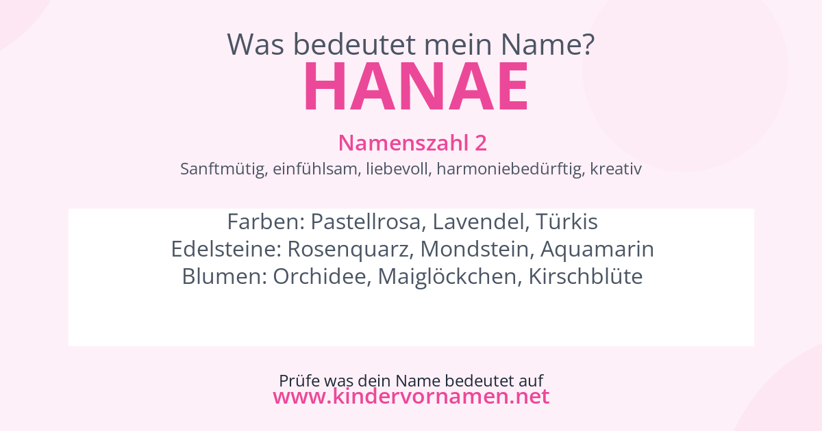 Was bedeutet der Name Hanae?