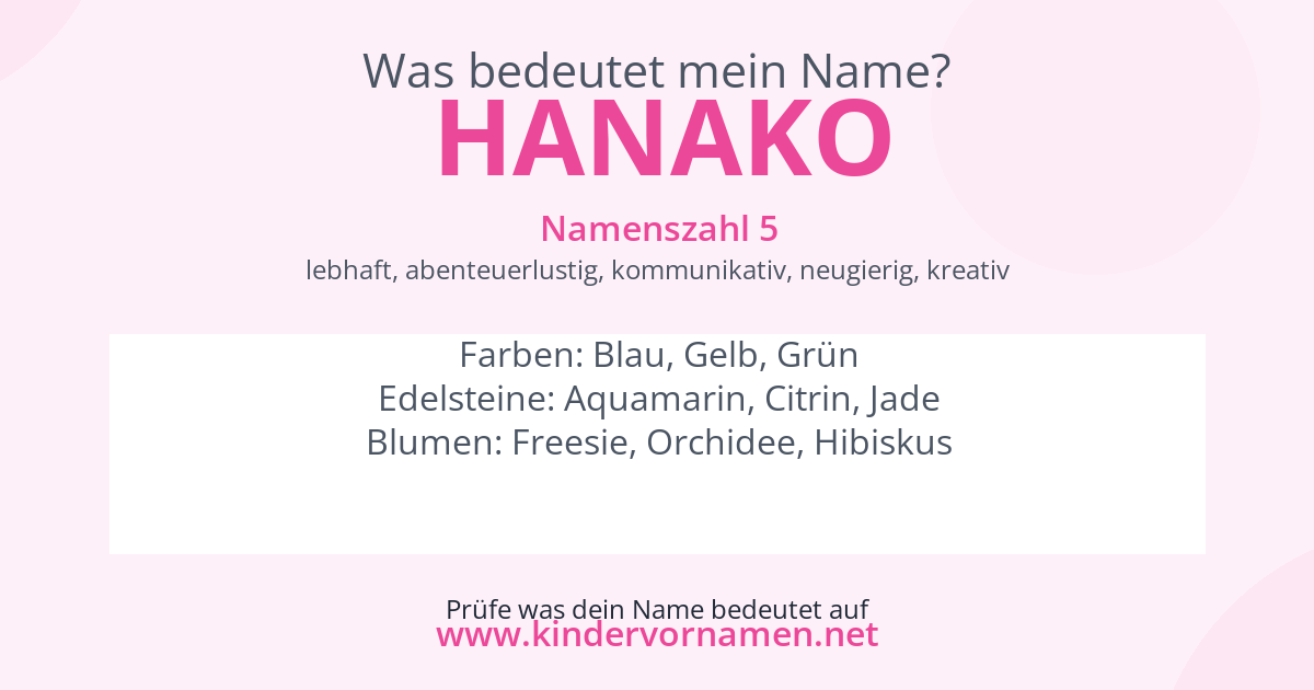 Was bedeutet der Name Hanako?