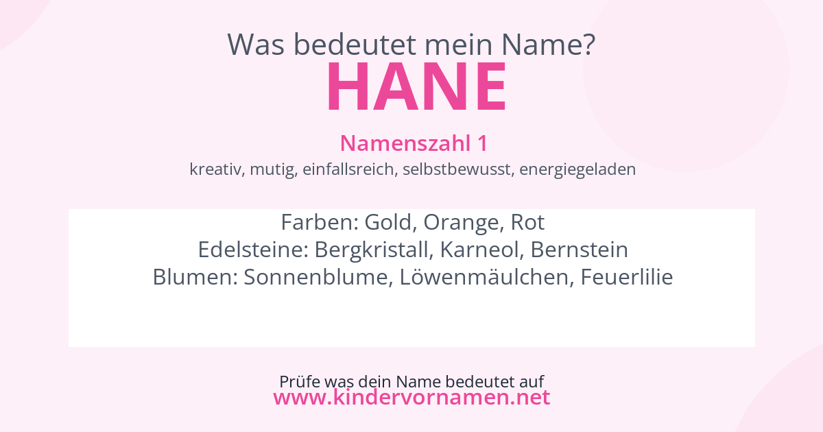 Was bedeutet der Name Hane?
