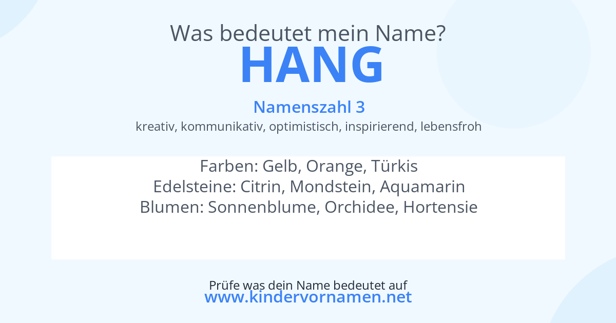 Was bedeutet der Name Hang?