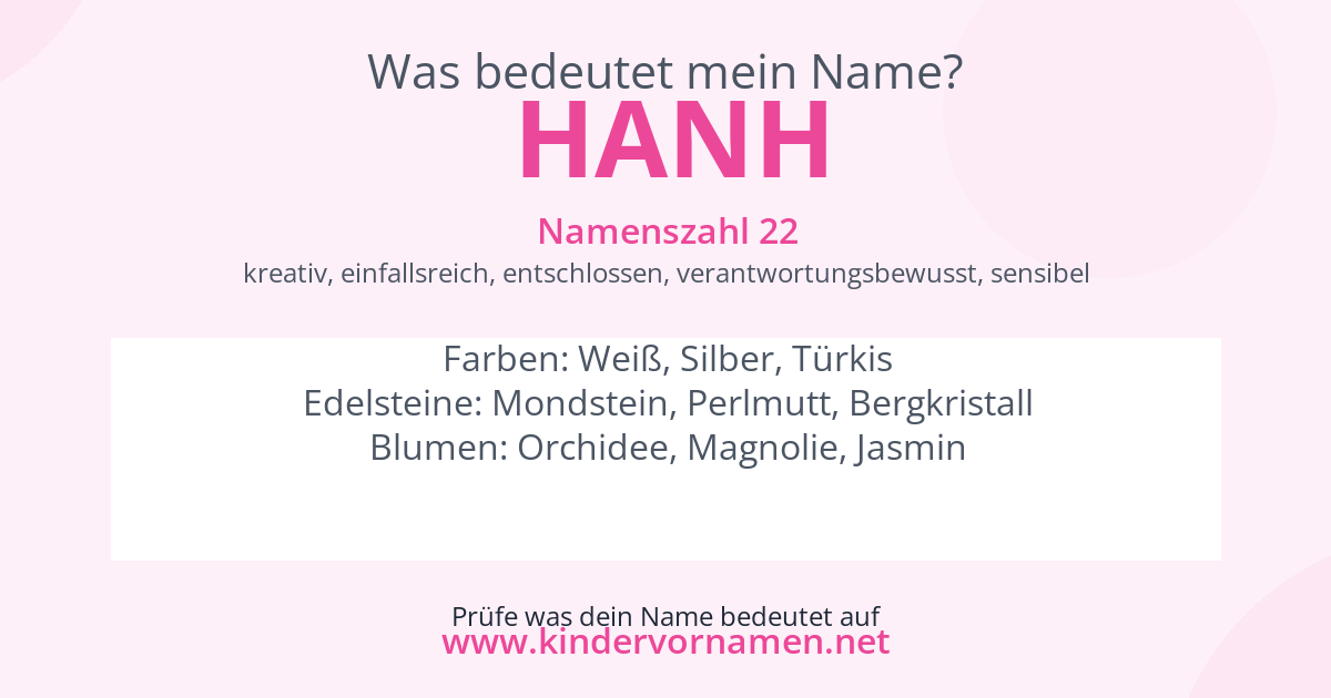 Was bedeutet der Name Hanh?