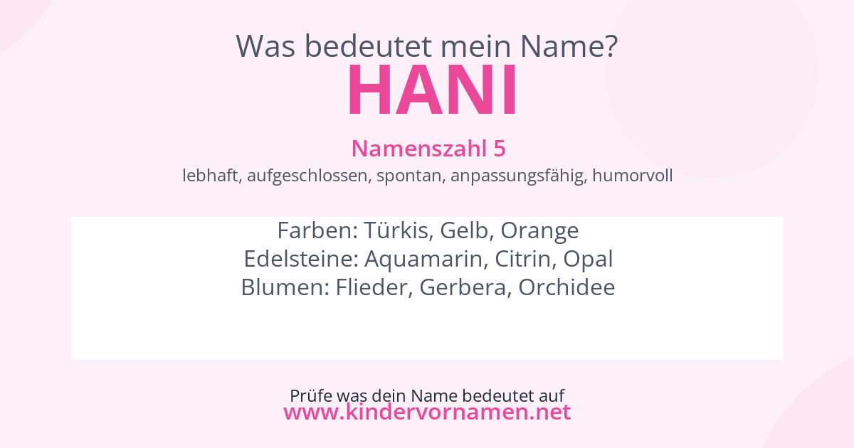Was bedeutet der Name Hani?