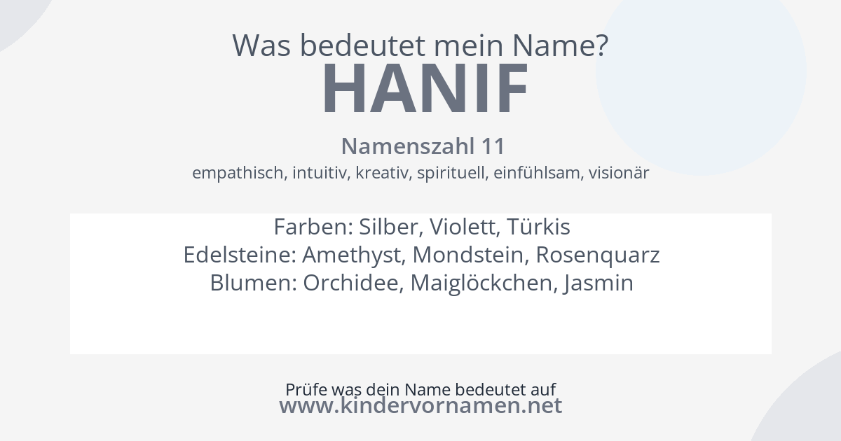 Was bedeutet der Name Hanif?